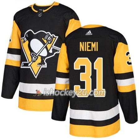 Mænd NHL Pittsburgh Penguins Trøje Antti Niemi 31 Adidas 2017-2018 Sort Authentic